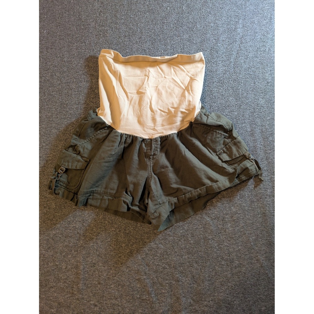 Motherhood Maternity Shorts Women's Size Small Olive Green Belly Band Stretch